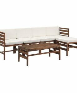 Walker Edison - Modern Modular Acacia Wood 6-Piece Patio Set - Dark Brown