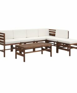 Walker Edison - Modern Modular Acacia Wood 8-Piece Patio Set - Dark Brown