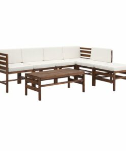 Walker Edison - Modern Modular Acacia Wood 7-Piece Patio Set - Dark brown