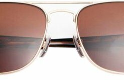 Bruno Magli - Sole-Unisex Full Rim Metal Aviator Sunglass Frame with Acetate Temples and a Spring Hinge - Gold