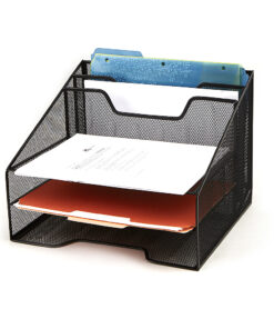 Mind Reader - 3-Tier 5 Compartment Desk Organizer (set of 2) - Black