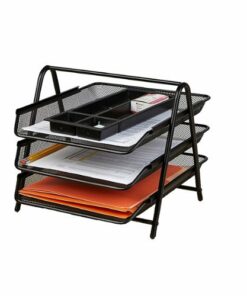 Mind Reader - Desk Organizer with 3 Sliding Trays - Black