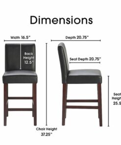 Serta - Liam 25.5" Leather Counter Wood Stool Set of 2 - Dark Brown