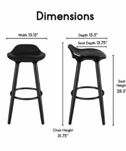 Elle Decor - Caroline Wood Bar Stool - Black