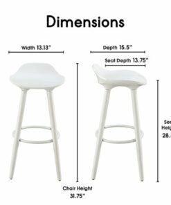 Elle Decor - Caroline Wood Bar Stool - White