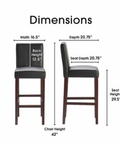 Serta - Liam 29.5" Leather Bar Wood Stool Set of 2 - Dark Brown
