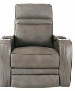 RowOne - Cortes Straight Row Leather Power Recline Home Theater Seating 2-Arm Chair - Gray