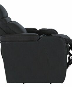 RowOne - Cortes Straight Row Leather Power Recline Home Theater Seating 2-Arm Chair - Black