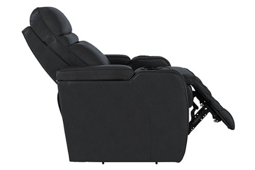 RowOne - Cortes Straight Row Leather Power Recline Home Theater Seating 2-Arm Chair - Black