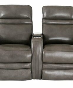 RowOne - Cortes Straight Row Leather Power Recline Home Theater Seating 2-Chair - Gray