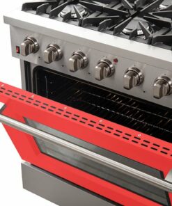 Forno Appliances - Galiano - 5.36 Cu. Ft. Freestanding Gas Range with Convection Oven - Red Door - Red Door