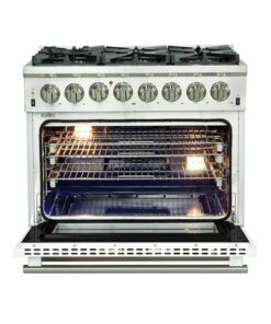 Forno Appliances - Capriasca 5.36 Cu. Ft. Freestanding Dual Fuel Electric Range with Convection Oven - White Door - White