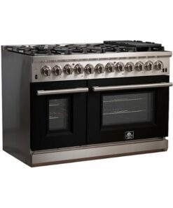 Forno Appliances - Capriasca 6.58 Cu. Ft. Freestanding Dual Fuel Electric Range with Convection Ovens - Black Door - Stainless Steel/Black Glass
