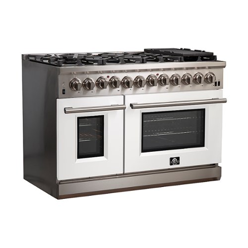 Forno Appliances - Capriasca 6.58 Cu. Ft. Freestanding Dual Fuel Electric Range with Convection Ovens - White Door - White