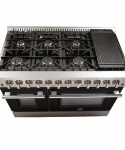 Forno Appliances - Galiano 5.36 Cu. Ft. Freestanding Dual Fuel Electric Range with Convection Oven - Black Door - Stainless Steel/Black Glass