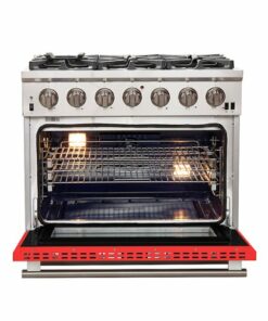 Forno Appliances - Capriasca 5.36 Cu. Ft. Freestanding Gas Range with Convection Oven - Red Door - Red Door
