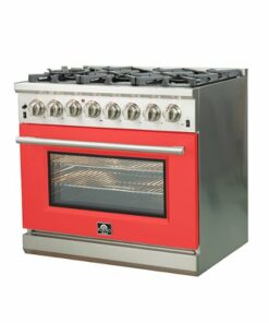 Forno Appliances - Capriasca 5.36 Cu. Ft. Freestanding Dual Fuel Electric Range with Convection Oven - Red Door - Red