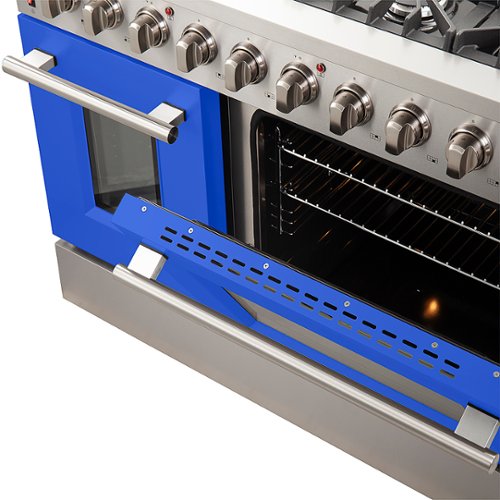 Forno Appliances - Galiano 6.58 Cu. Ft. Freestanding Gas Range with Convection Oven - Blue Door - Blue Door