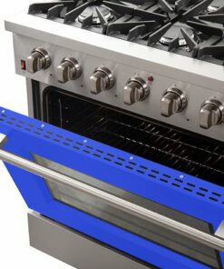 Forno Appliances - Galiano 5.36 Cu. Ft. Freestanding Gas Range with Convection Oven - Blue Door - Blue Door
