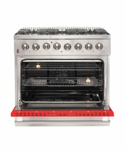 Forno Appliances - Galiano 5.36 Cu. Ft. Freestanding Dual Fuel Electric Range with Convection Oven - Red Door - Red