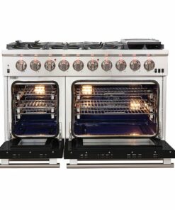 Forno Appliances - Capriasca 6.58 Cu. Ft. Freestanding Gas Range with Convection Ovens - Black Door - Black Door