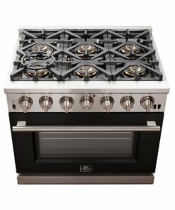 Forno Appliances - Capriasca 5.36 Cu. Ft. Freestanding Gas Range with Convection Oven - Black Door - Black Door