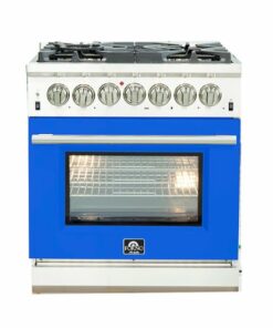 Forno Appliances - Capriasca 4.32 Cu. Ft. Freestanding Dual Fuel Electric Range with Convection Oven - Blue Door - Dark Denim