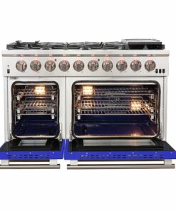 Forno Appliances - Capriasca 6.58 Cu. Ft. Freestanding Gas Range with Convection Ovens - Blue Door - Blue Door