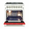 Forno Appliances - Capriasca 4.32 Cu. Ft. Freestanding Dual Fuel Electric Range with Convection Oven - Red Door - Red