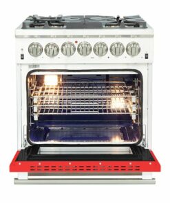 Forno Appliances - Capriasca 4.32 Cu. Ft. Freestanding Dual Fuel Electric Range with Convection Oven - Red Door - Red