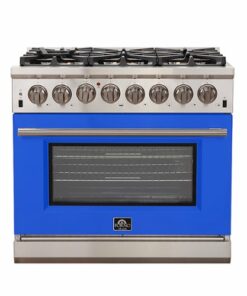 Forno Appliances - Capriasca 5.36 Cu. Ft. Freestanding Dual Fuel Electric Range with Convection Oven - Blue Door - Dark Denim