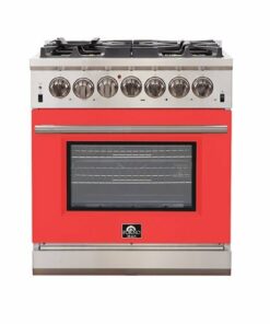 Forno Appliances - Capriasca 4.32 Cu. Ft. Freestanding Gas Range with Convection Oven - Red Door - Red Door