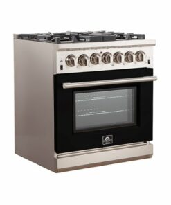 Forno Appliances - Capriasca 4.32 Cu. Ft. Freestanding Gas Range with Convection Oven - Black Door - Black Door