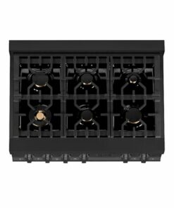 ZLINE - 36" 4.6 cu. Ft. Porcelain Gas Stovetop with 6 Gas Brass Burners - Black