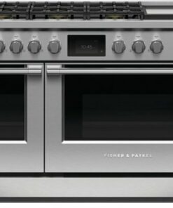 Fisher & Paykel - Professional 6.9 Cu. Ft. Built-in Double Oven Dual Fuel 6 Burner with Griddle and Self-Cleaning LPG - Stainless Steel/Black Glass