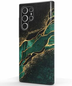 ArtsCase - StrongFit Designers Case for Samsung S22 Ultra - Emerald Pool / Green