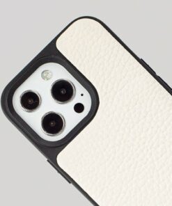 Noémie - Wallet & Crossbody Strap Case for iPhone 13 Pro Max & iPhone 12 Pro Max - White/Black