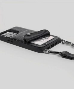 Noémie - Wallet & Crossbody Strap Case for iPhone 13 Pro Max & iPhone 12 Pro Max - Black/Black