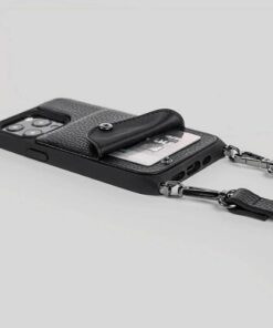 Noémie - Wallet & Crossbody Strap Case for iPhone 13 Pro - Black/Black