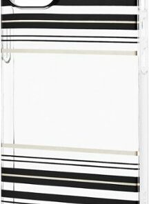 Insignia™ - Hard-Shell Case for iPhone 14 Plus - Black and Gold Stripe