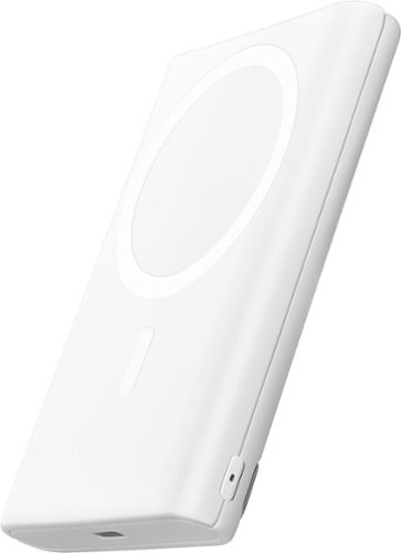 Best Buy essentials™ - 5,000mAh 7.5W Magnetic Wireless Portable Charger for iPhone 14/13/12 series and MagSafe Compatible Devices - White