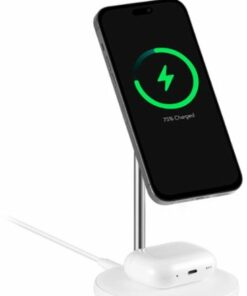 Best Buy essentials™ - 2-in-1 7.5W Magnetic Wireless Charger for iPhone 14/13/12 series + AirPods - White