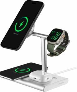 Insignia™ - 4-in-1 15W Wireless Charger with MagSafe for iPhone 14/13/12 series + Apple Watch + AirPods + other Qi-enabled Devices - Silver