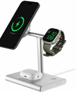 Insignia™ - 3-in-1 15W Wireless Charger with MagSafe for iPhone 14/13/12 series + Apple Watch + AirPods - Silver - Silver