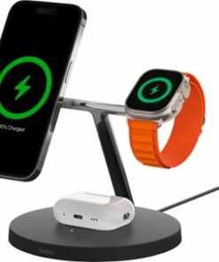Belkin - MagSafe 3-in-1 Wireless Charging Stand - Faster Charging for Apple Watch - iPhone 14, 13 & 12 series & AirPods - Black