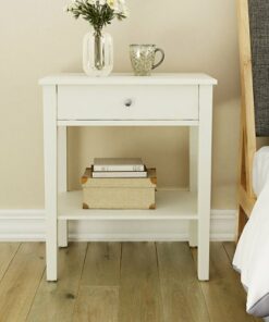 Click Decor - Sloan Single Drawer Solid Wood Side Table - White