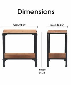 Serta - Overland Side Table - Wood and Black Metal