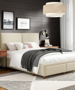 Finch Maxwell Storage Bed with Adjustable Height Headboard Queen Size - Beige