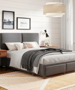 Finch - Maxwell Storage Bed with Adjustable Height Headboard Queen - Dark Gray