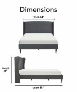 Finch Elmhurst Upholstered Wing Bed Frame King Size Grey - Gray